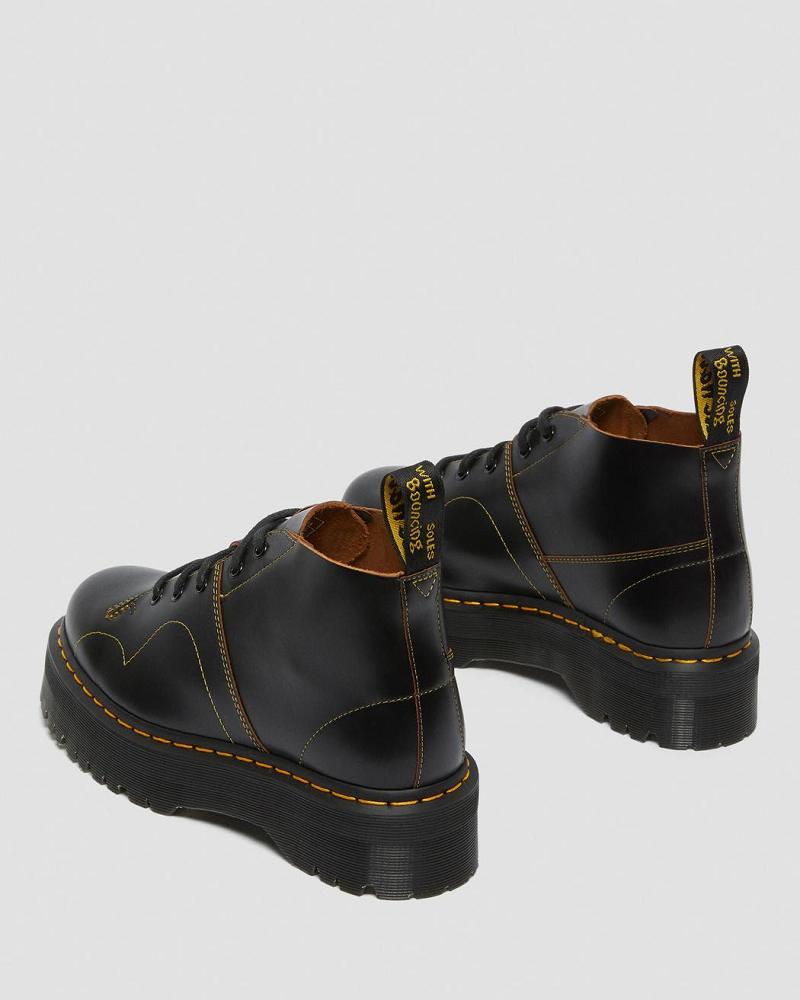 Black Men's Dr Martens Church Platform Monkey Boots | CA 548AHK